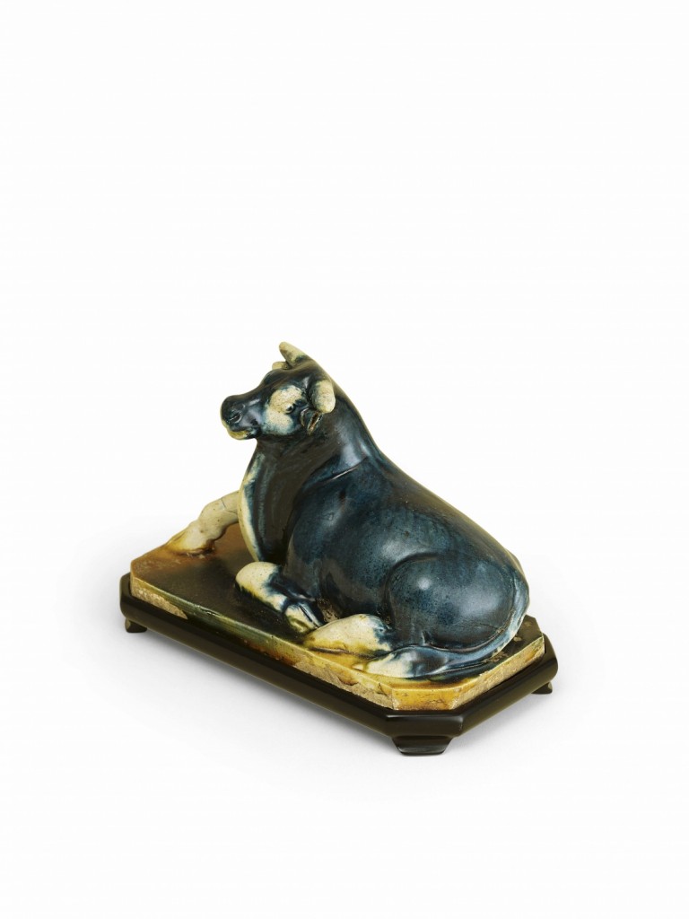 Blue-glazed reclining buffalo - Susan Chen Collection