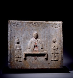A grey limestone panel (Northern Wei Dynasty, 386-534) - Dimensions: 52x57.3cm