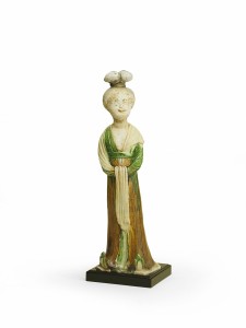 A 'sancai' ware figure of a female attendant (Tang Dynasty)