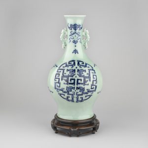  A celadon blue and white slip decorated vase, Qianlong mark and period (Royal Collection)