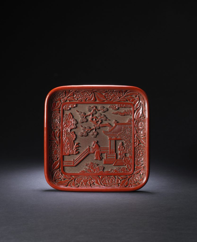 A very rare cinnabar lacquer square dish (Ming dynasty, early 15th century)
