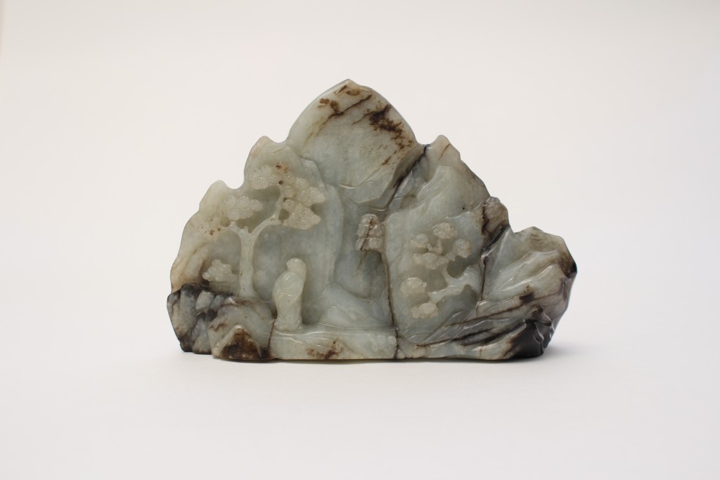 A carved jade boulder