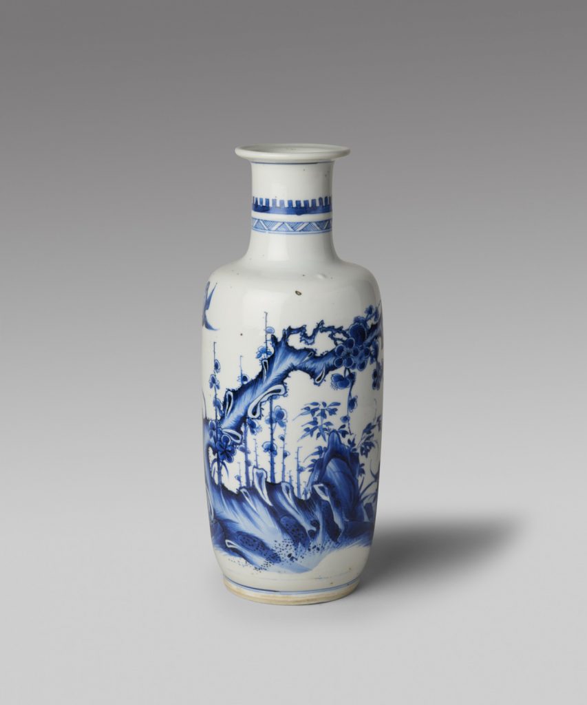 A blue and white 'flower' rouleau vase (Kangxi period, 1662-1722)
