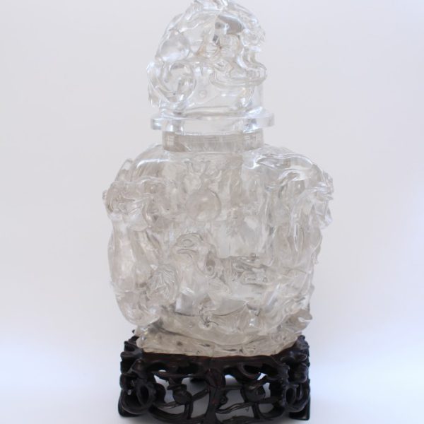 A rock crystal dragon vase and cover