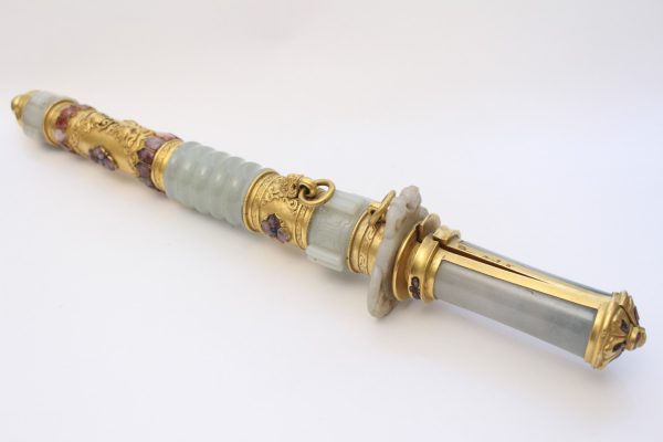 A Mughal jade and gilt double sword