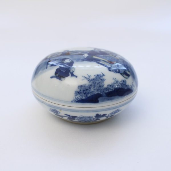 A small underglaze blue and red seal-paste box