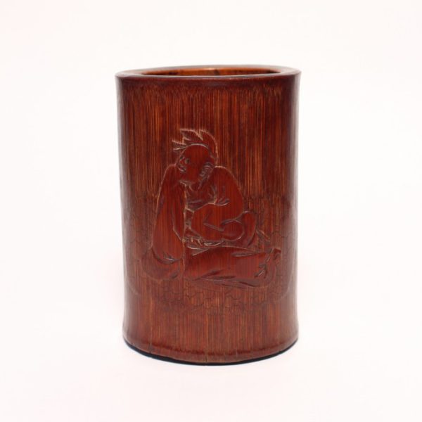 A bamboo 'seated sage' brush pot