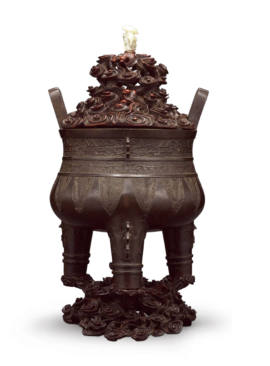 A large bronze tripod censer (Song/Yuan dynasty, 12-14th century)