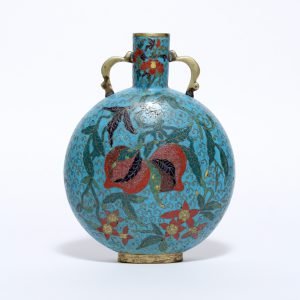 A pilgrim flask 'baoyueping' on oval foot-ring (Ming dynasty, first half 17th century)