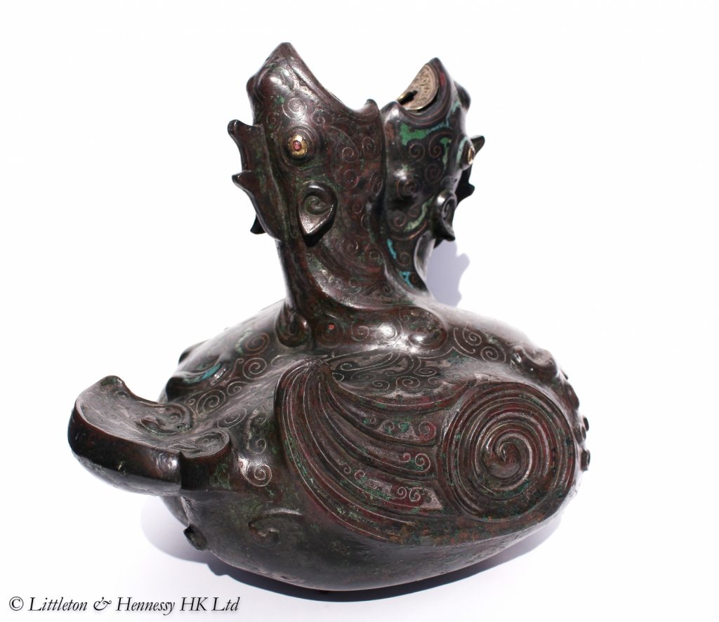 A silver and turquoise inlaid ‘double bird’ incense burner (Song dynasty)