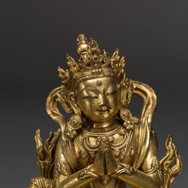 A rare small gilt-bronze figure of Avalokitesvara (Ming dynasty, early 15th century, Xuande period 1426-1435)