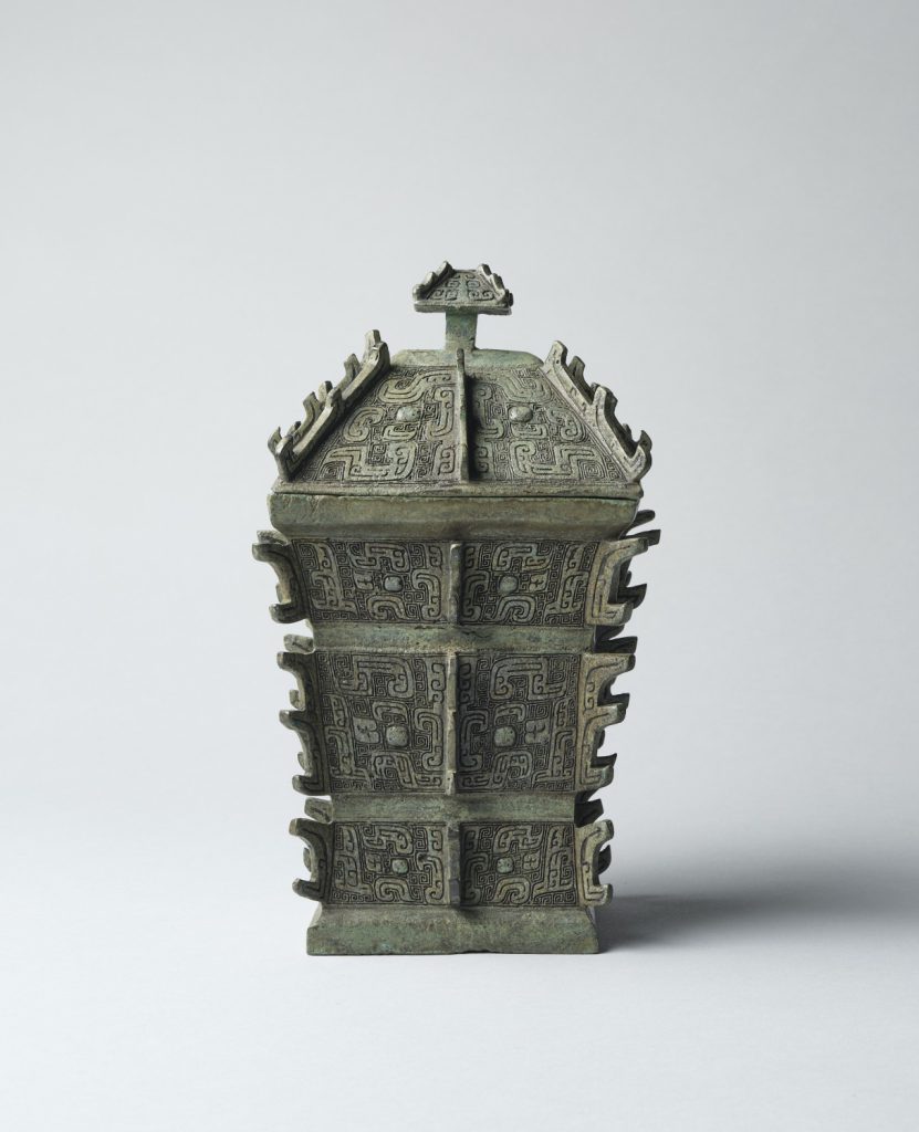 An important pagoda-shaped bronze food vessel, 'Fang Yi' (Shang dynasty, 11th century B.C.)