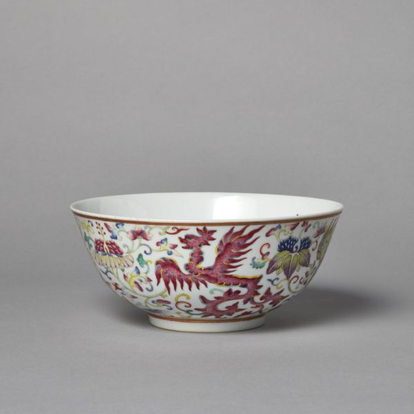 A famille-rose ‘phoenix’ bowl (Guangxu six-character mark and of the period, 1875-1908)