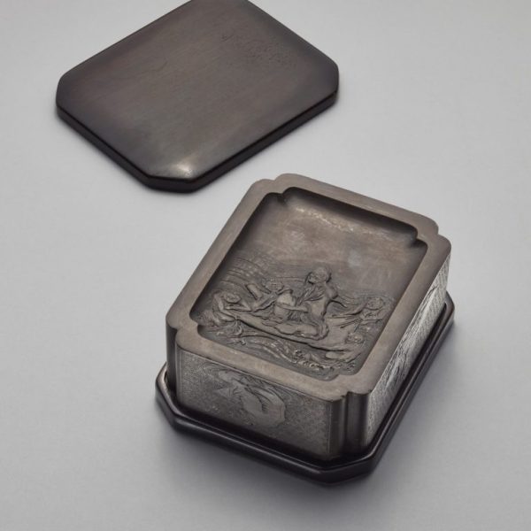 A rare Song mine inkstone carved with five Arhats (Qianlong period, 1736-1795)
