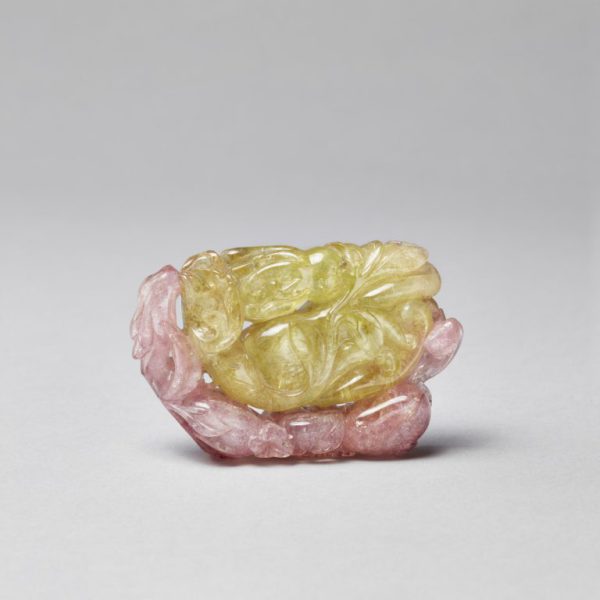 An unusual pink and yellow tourmaline pendant (Qing dynasty, 1644-1911)